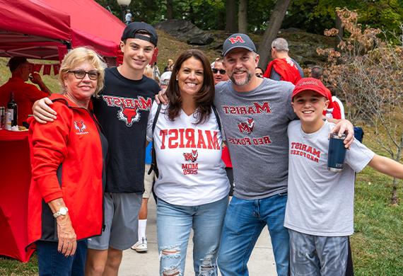 Image of family on campus for Family Weekend festivities.